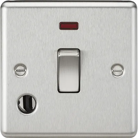 Knightsbridge CL834FBC Rounded Edge 20A 1G DP Switch   Neon & Flex Outlet - Brushed Chrome