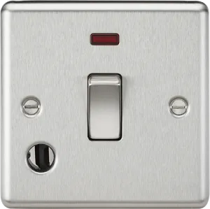 Knightsbridge CL834FBC Rounded Edge 20A 1G DP Switch   Neon & Flex Outlet - Brushed Chrome