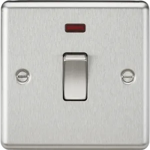 Knightsbridge CL834NBC Rounded Edge 20A 1G DP Switch   Neon - Brushed Chrome