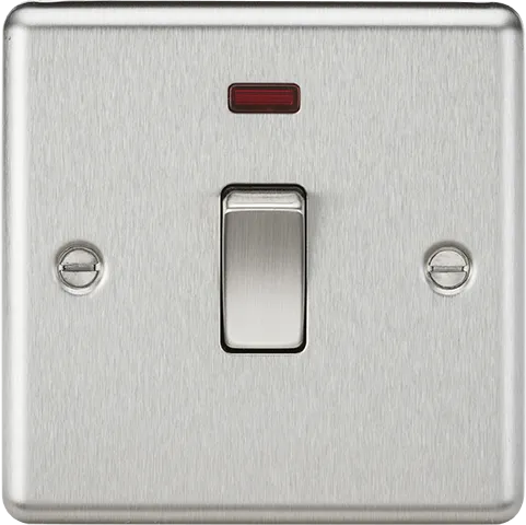 Knightsbridge CL834NBC Rounded Edge 20A 1G DP Switch   Neon - Brushed Chrome