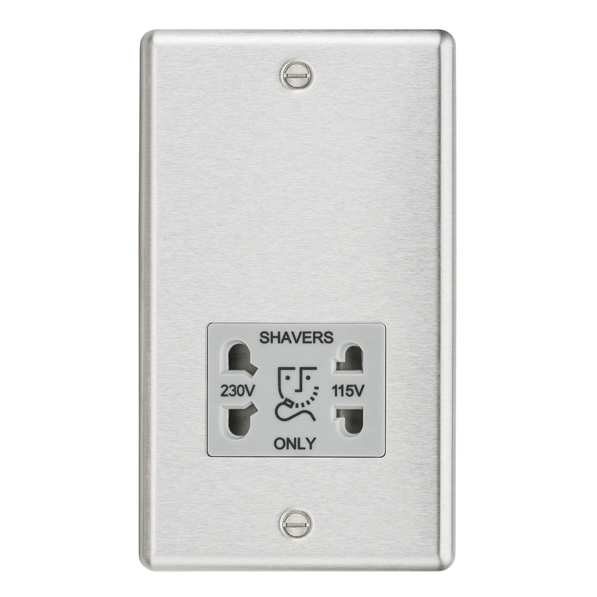 Knightsbridge CL89BCG Rounded Edge 115/230V Dual Voltage Shaver Socket - Brushed Chrome   Grey Insert