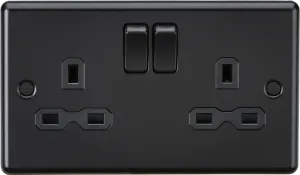 Knightsbridge CL9MBBx5 Rounded Edge 13A 2G DP Switched Socket - Matt Black (5 Pack)