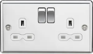 Knightsbridge CL9PCWx5 Rounded Edge 13A 2G DP Switched Socket - Polished Chrome   White Insert (5 Pack)