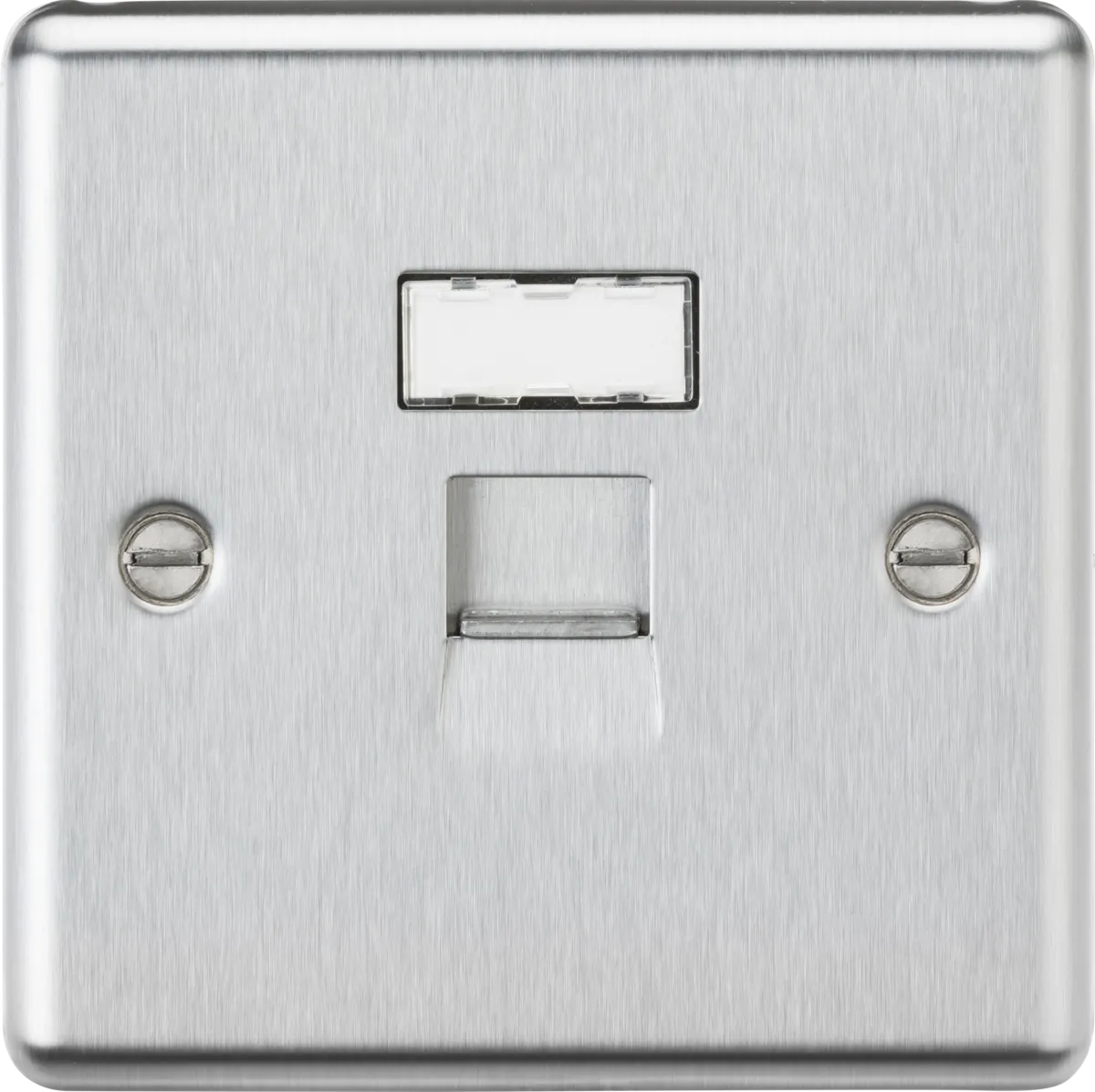 Knightsbridge CLC6BC Rounded Edge UTP CAT6a RJ45 Network Outlet - Brushed Chrome