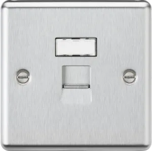 Knightsbridge CLC6BC Rounded Edge UTP CAT6a RJ45 Network Outlet - Brushed Chrome