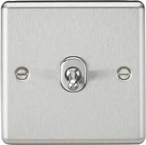 Knightsbridge CLTOG1BC Rounded Edge 10AX 1G 2-Way Toggle Switch - Brushed Chrome