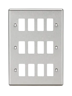 Knightsbridge GDCL12BC Rounded Edge 12G Grid Faceplate - Brushed Chrome
