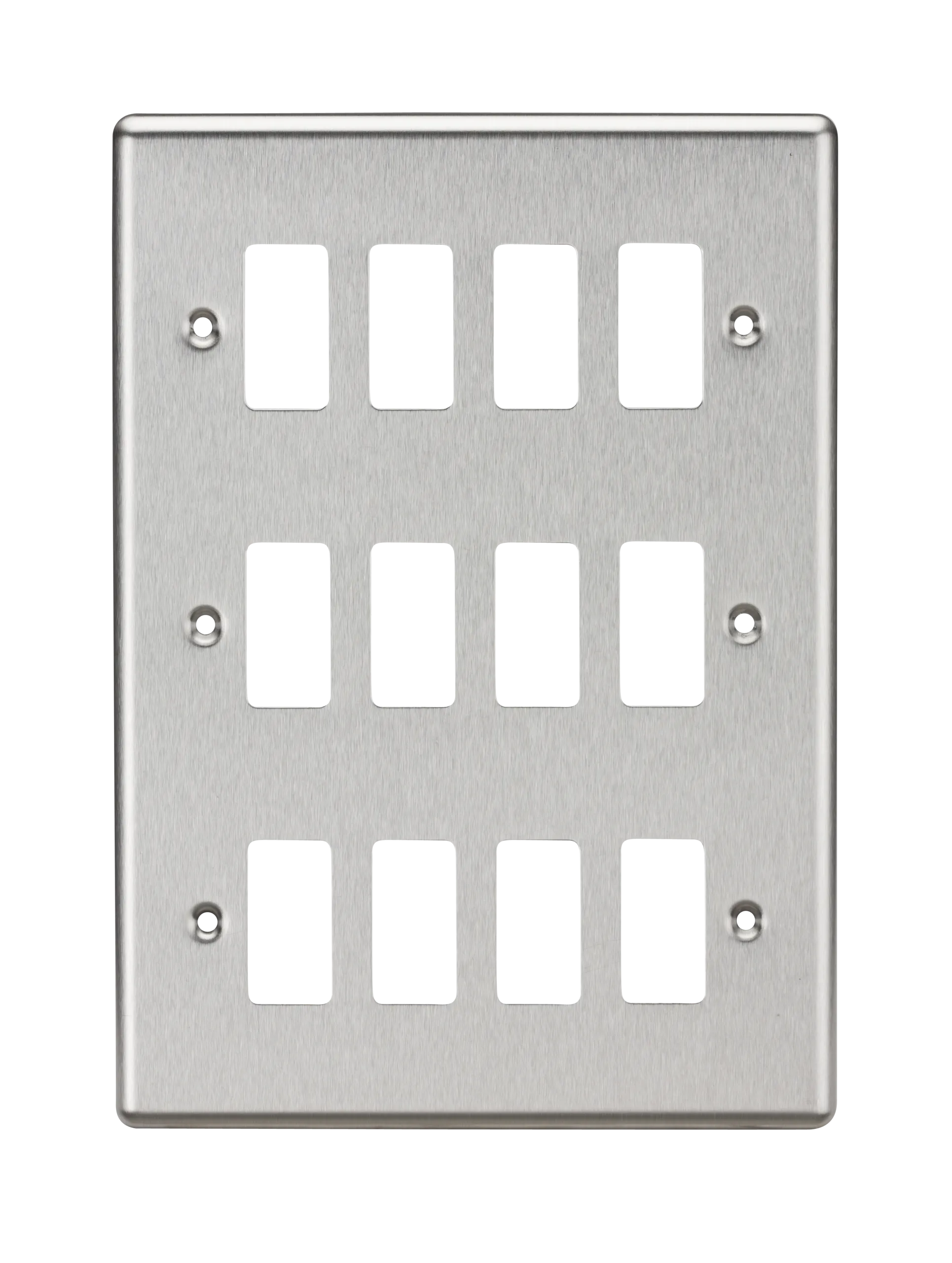 Knightsbridge GDCL12BC Rounded Edge 12G Grid Faceplate - Brushed Chrome