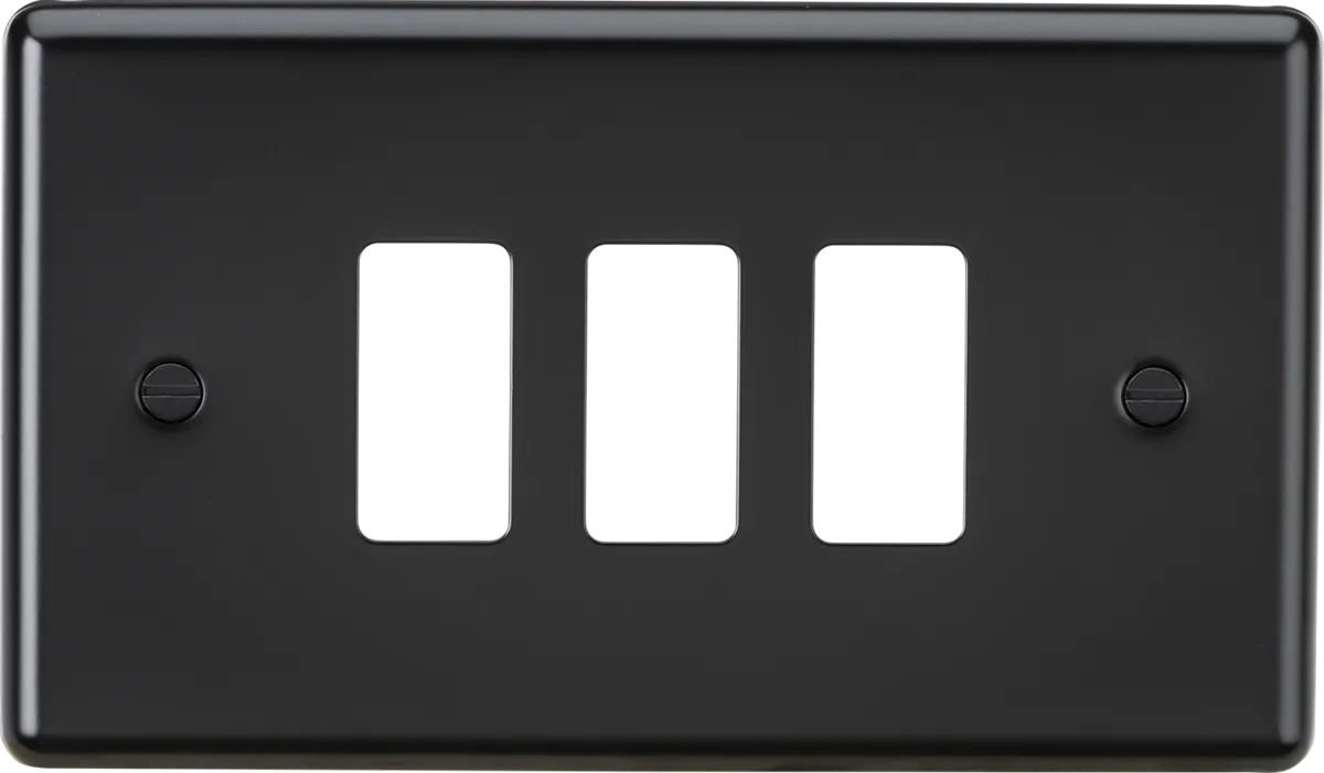 Knightsbridge GDCL3MB Rounded Edge 3G Grid Faceplate - Matt Black