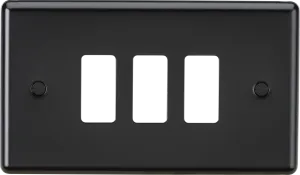 Knightsbridge GDCL3MB Rounded Edge 3G Grid Faceplate - Matt Black