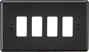 Knightsbridge GDCL4MB Rounded Edge 4G Grid Faceplate - Matt Black