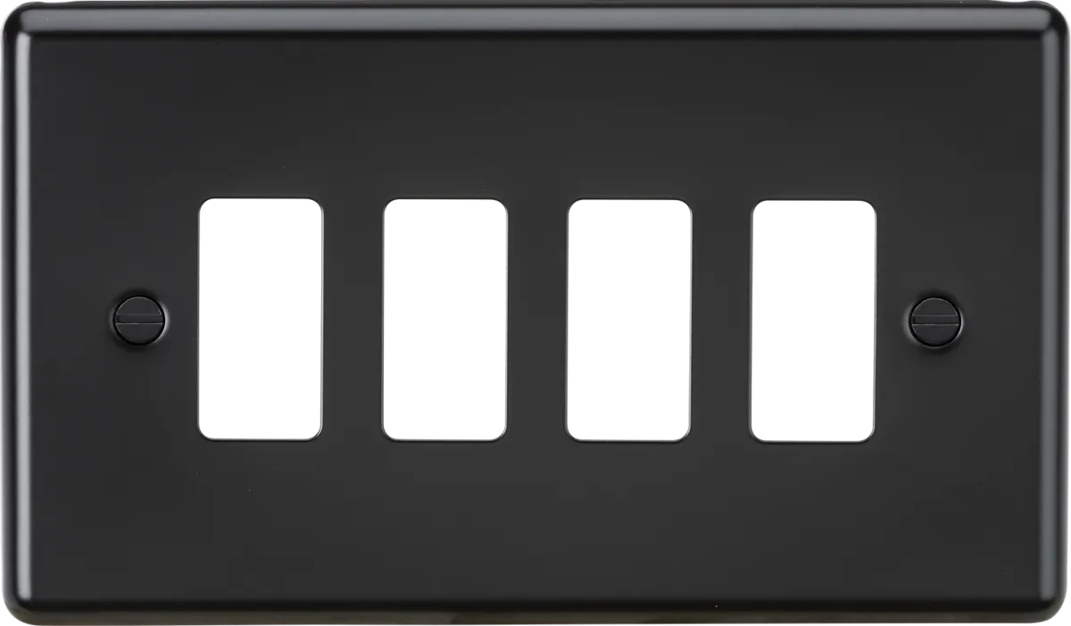 Knightsbridge GDCL4MB Rounded Edge 4G Grid Faceplate - Matt Black