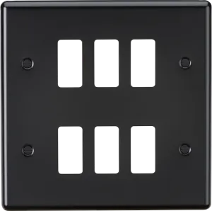 Knightsbridge GDCL6MB Rounded Edge 6G Grid Faceplate - Matt Black