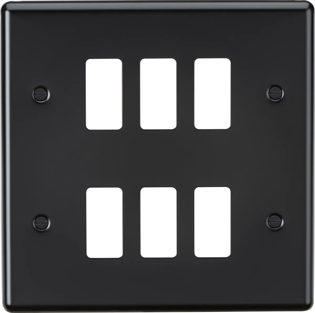 Knightsbridge GDCL6MB Rounded Edge 6G Grid Faceplate - Matt Black