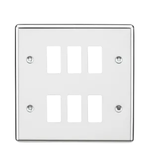 Knightsbridge GDCL6PC Rounded Edge 6G Grid Faceplate - Polished Chrome