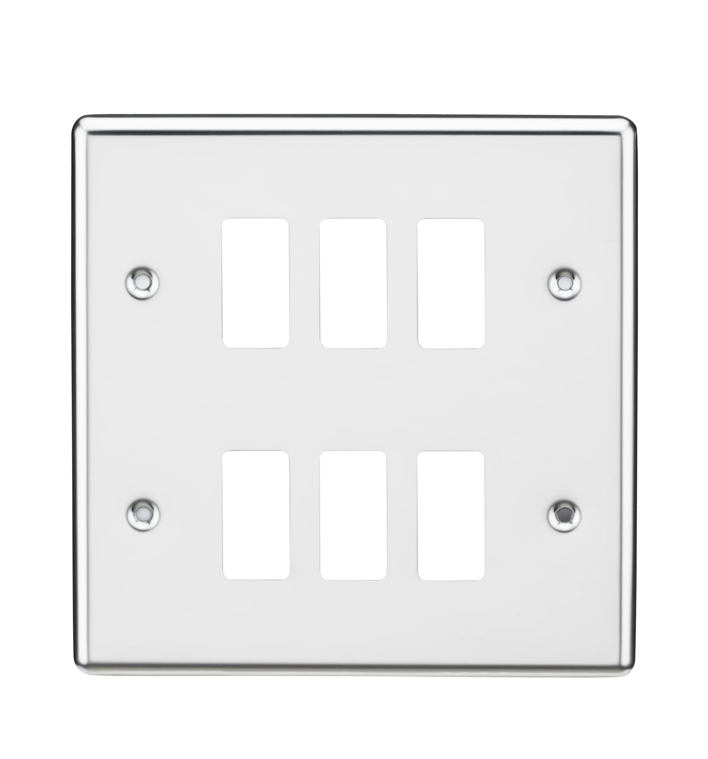 Knightsbridge GDCL6PC Rounded Edge 6G Grid Faceplate - Polished Chrome