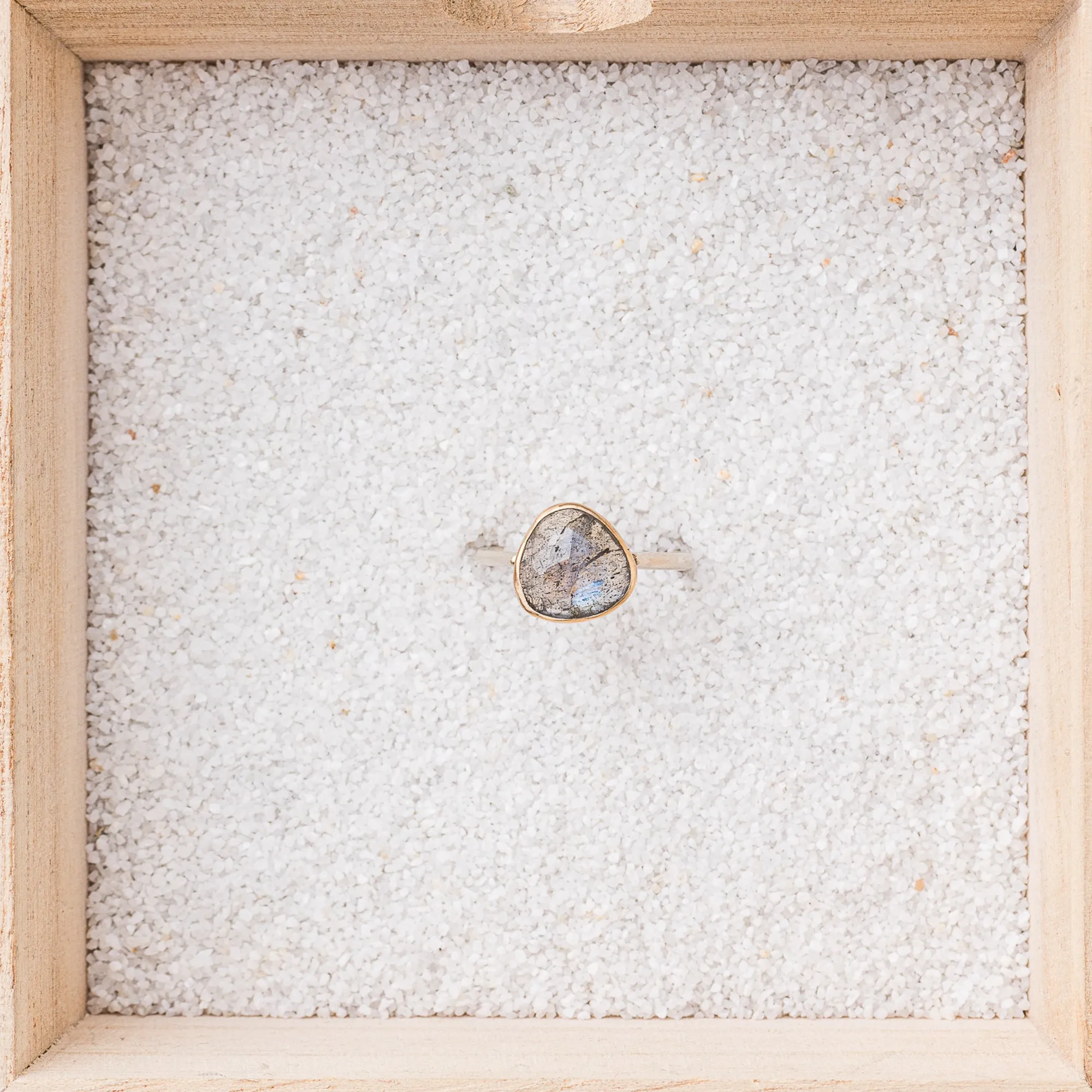 Labradorite Rounded Triangle Mixed Metal Ring