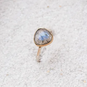Labradorite Rounded Triangle Mixed Metal Ring