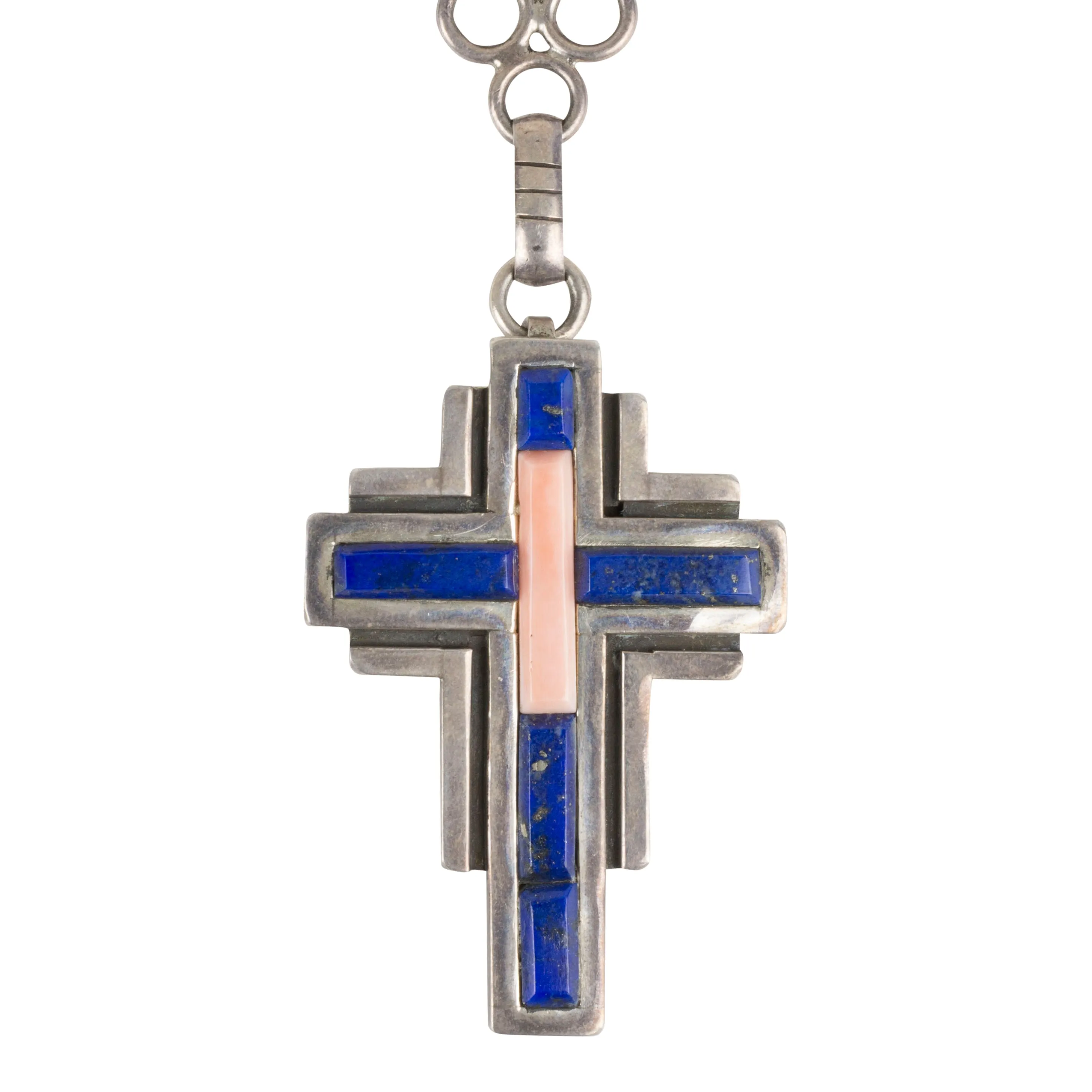 Lapis and Sterling Cross Necklace