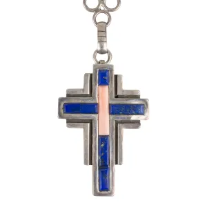 Lapis and Sterling Cross Necklace
