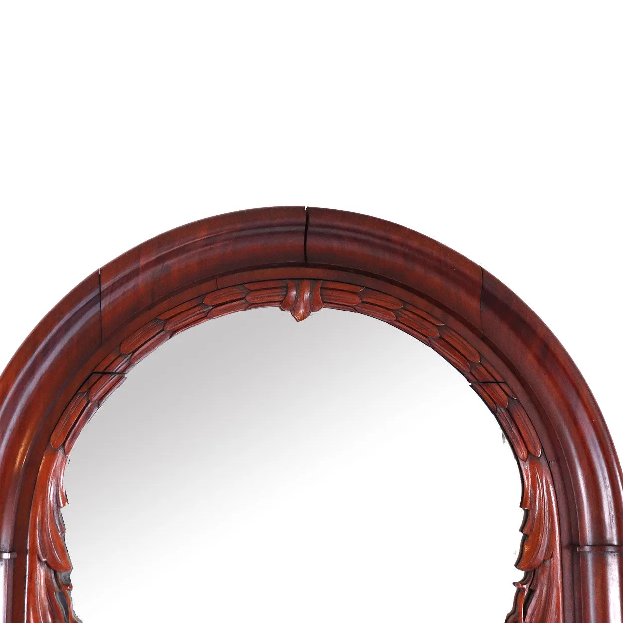 Large Danish Christian VIII Mahogany Arched Diamond Dust Wall Mirror