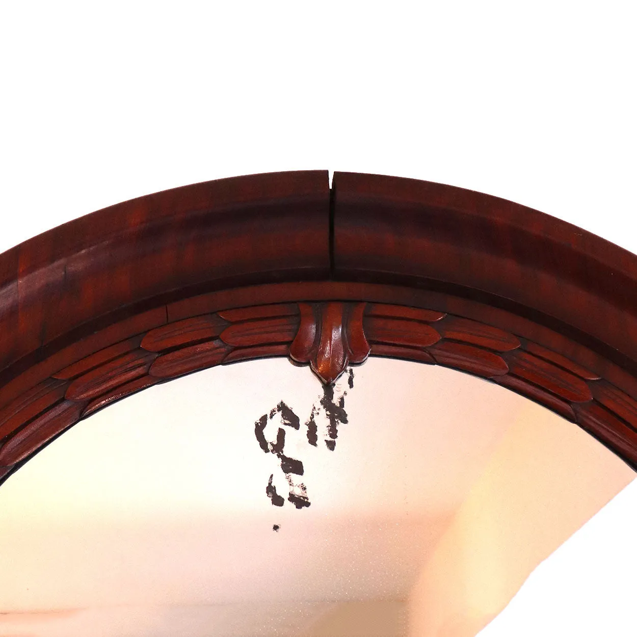 Large Danish Christian VIII Mahogany Arched Diamond Dust Wall Mirror