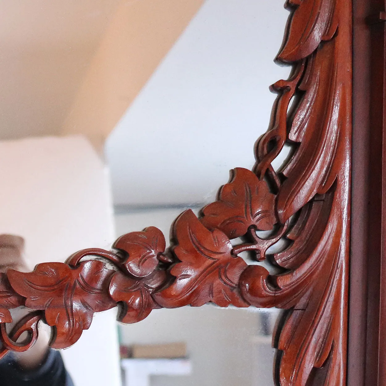Large Danish Christian VIII Mahogany Arched Diamond Dust Wall Mirror