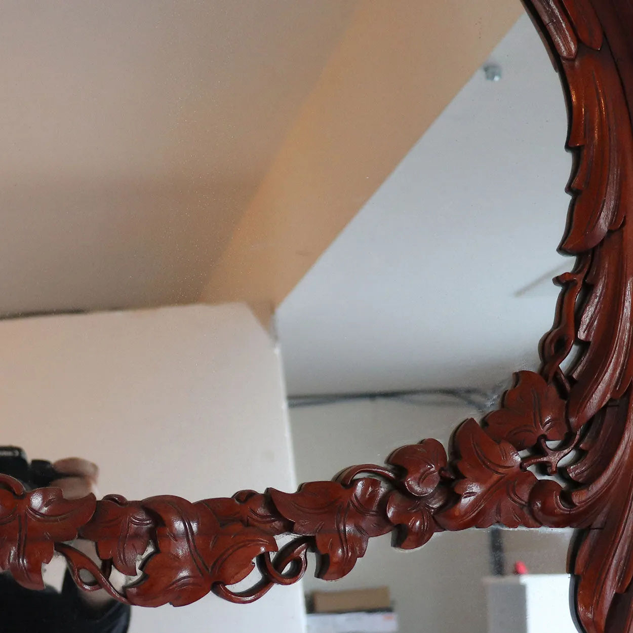 Large Danish Christian VIII Mahogany Arched Diamond Dust Wall Mirror
