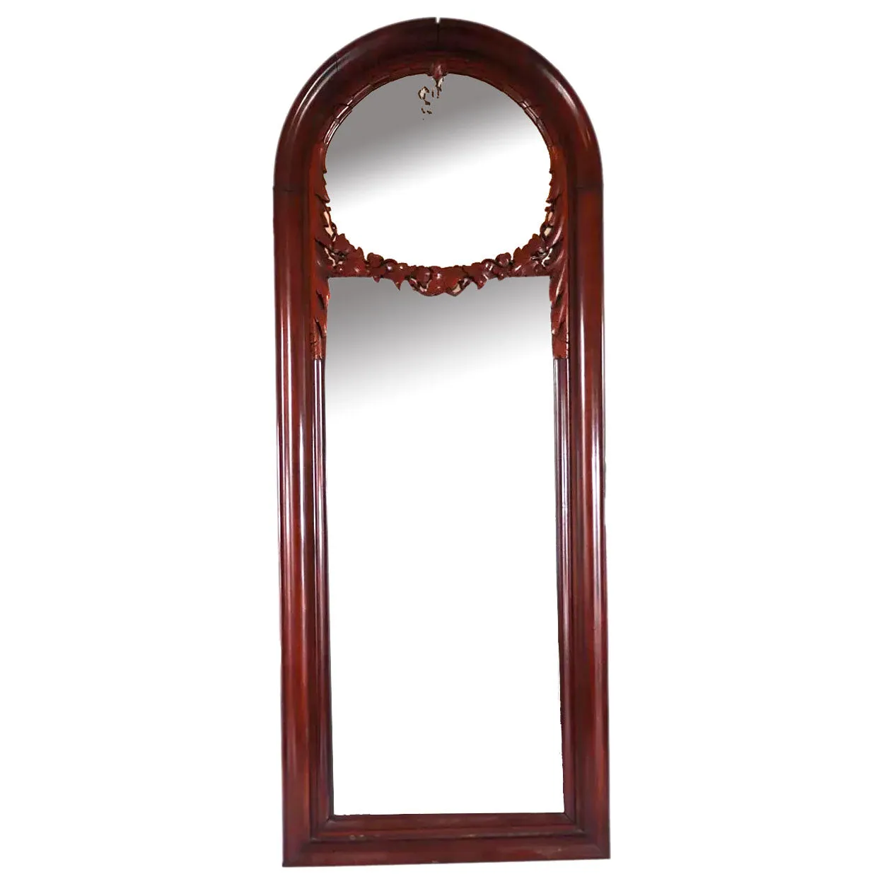 Large Danish Christian VIII Mahogany Arched Diamond Dust Wall Mirror