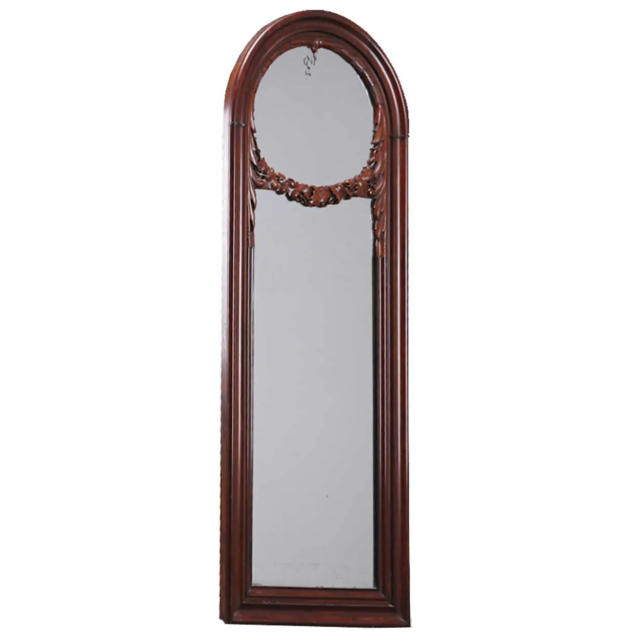 Large Danish Christian VIII Mahogany Arched Diamond Dust Wall Mirror