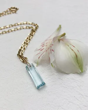 Large Emerald Cut Blue Topaz Amulet Neckalce