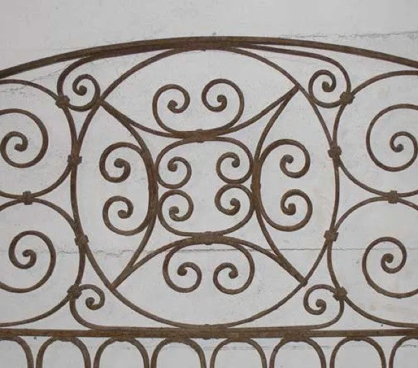 Large French Colonial Wrought Iron Arched Architectural Transom