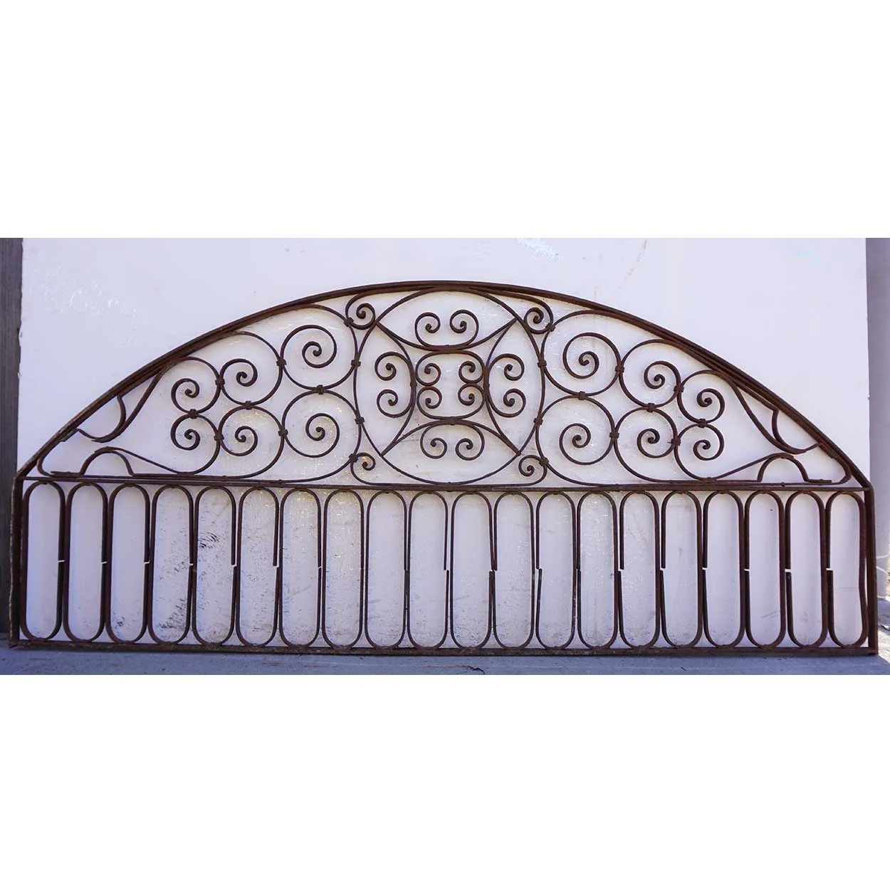 Large French Colonial Wrought Iron Arched Architectural Transom