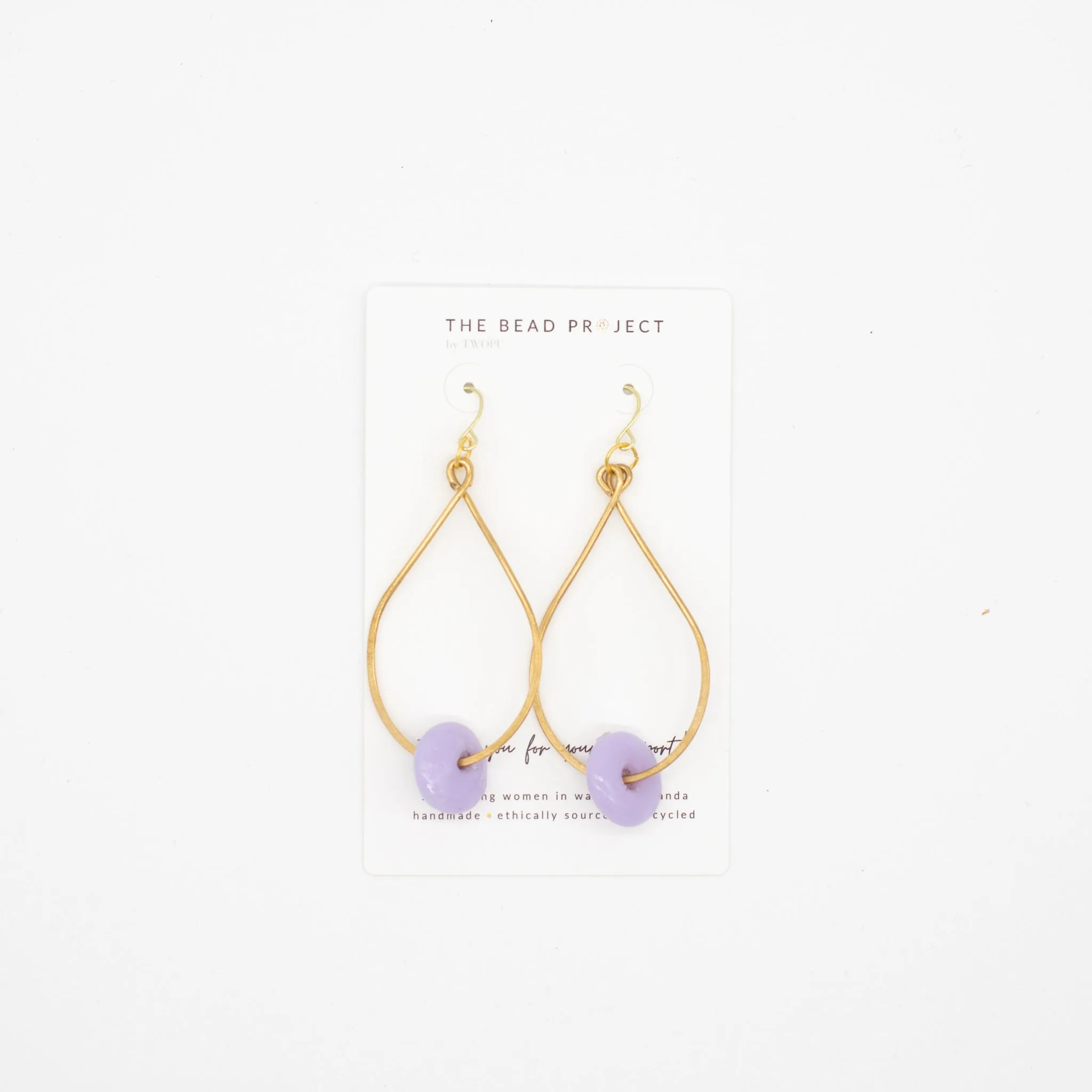 Large Glass Bead Hoops (Brass)