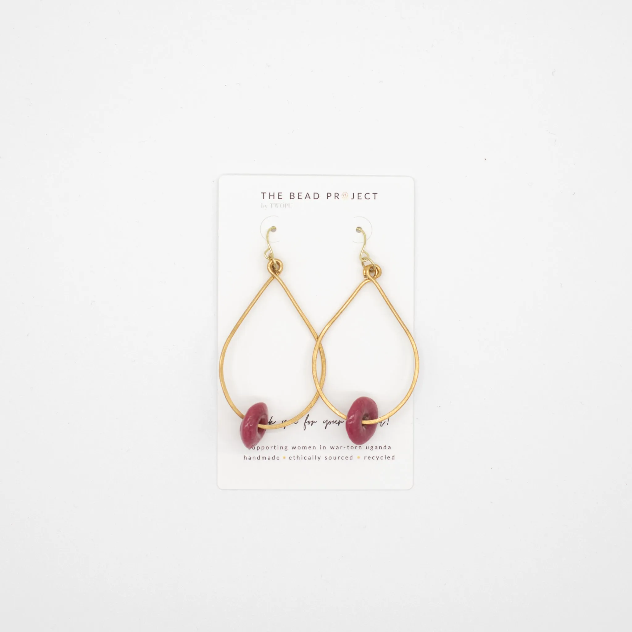 Large Glass Bead Hoops (Brass)