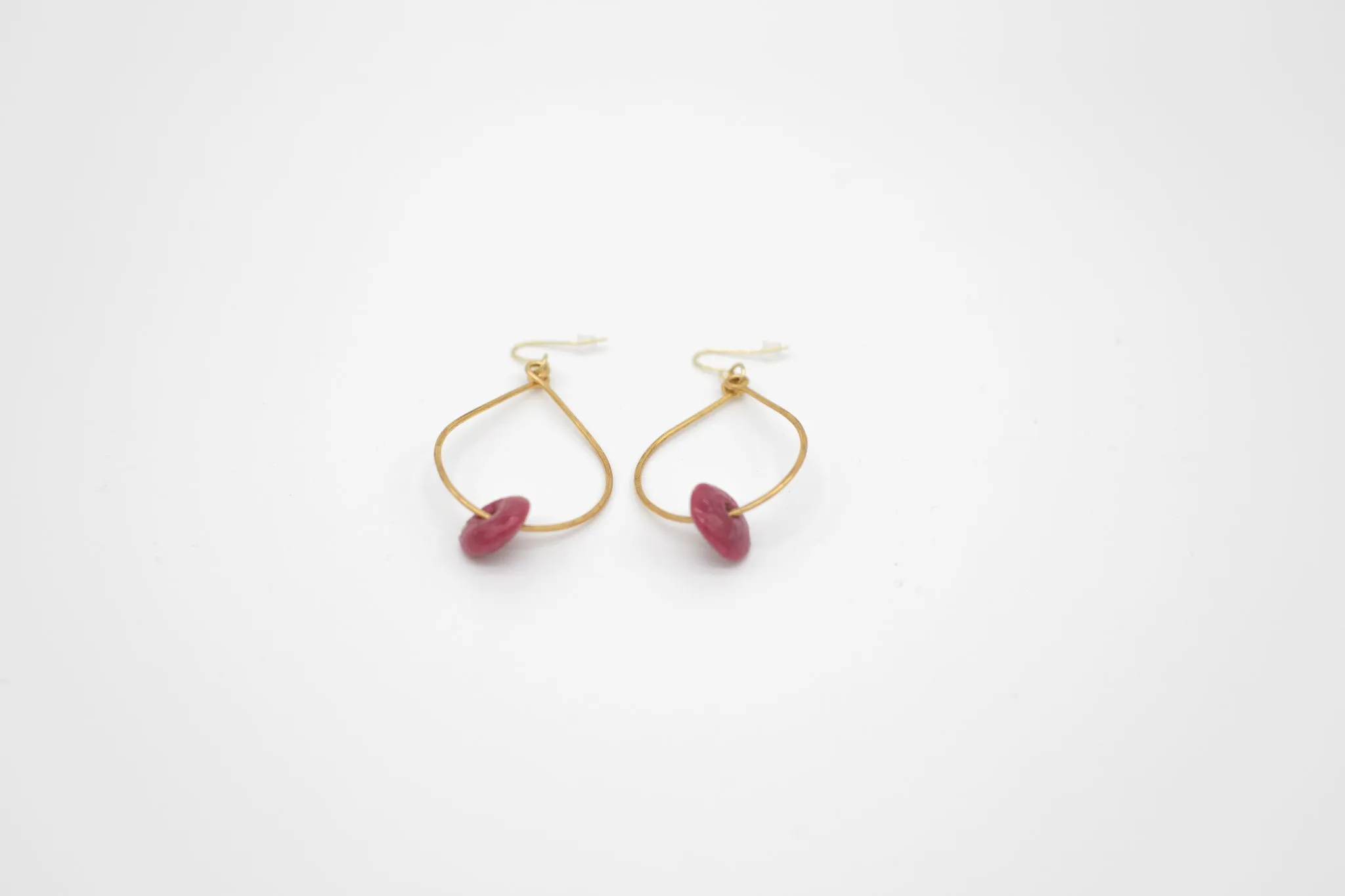 Large Glass Bead Hoops (Brass)