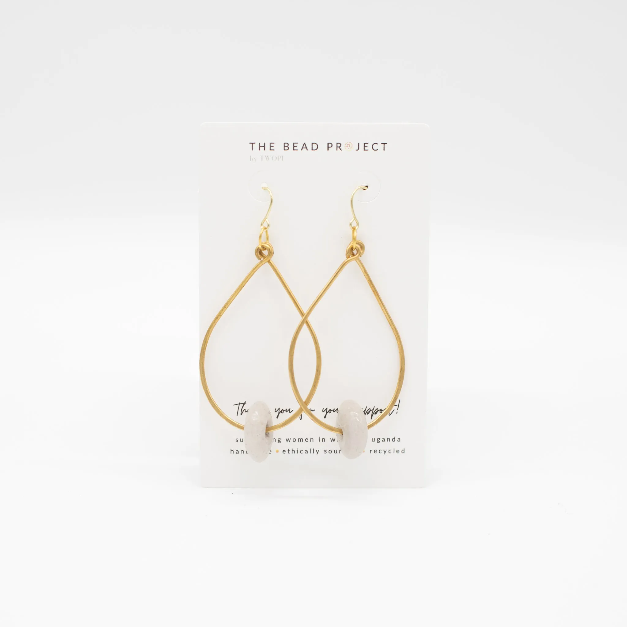 Large Glass Bead Hoops (Brass)