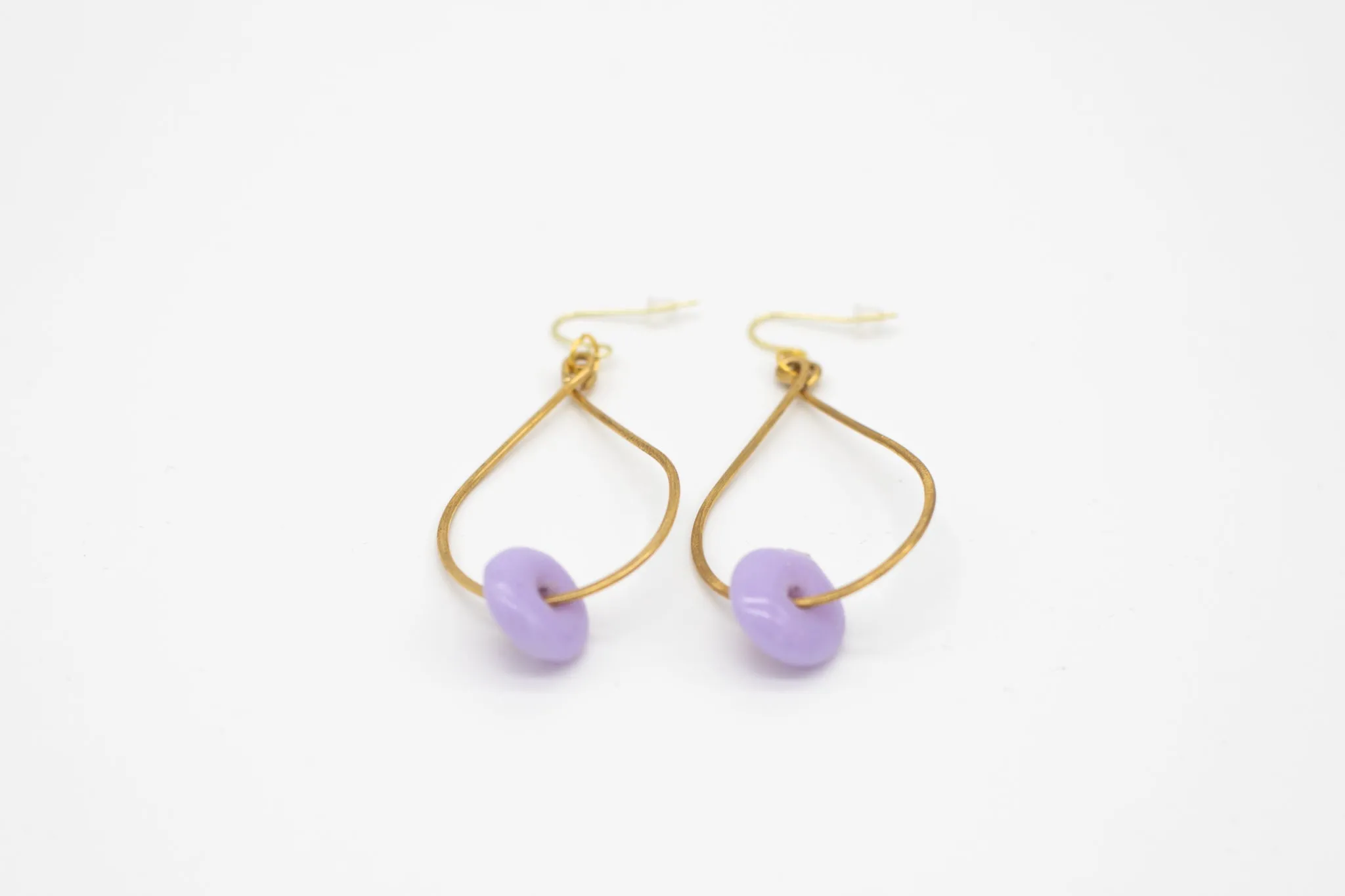 Large Glass Bead Hoops (Brass)