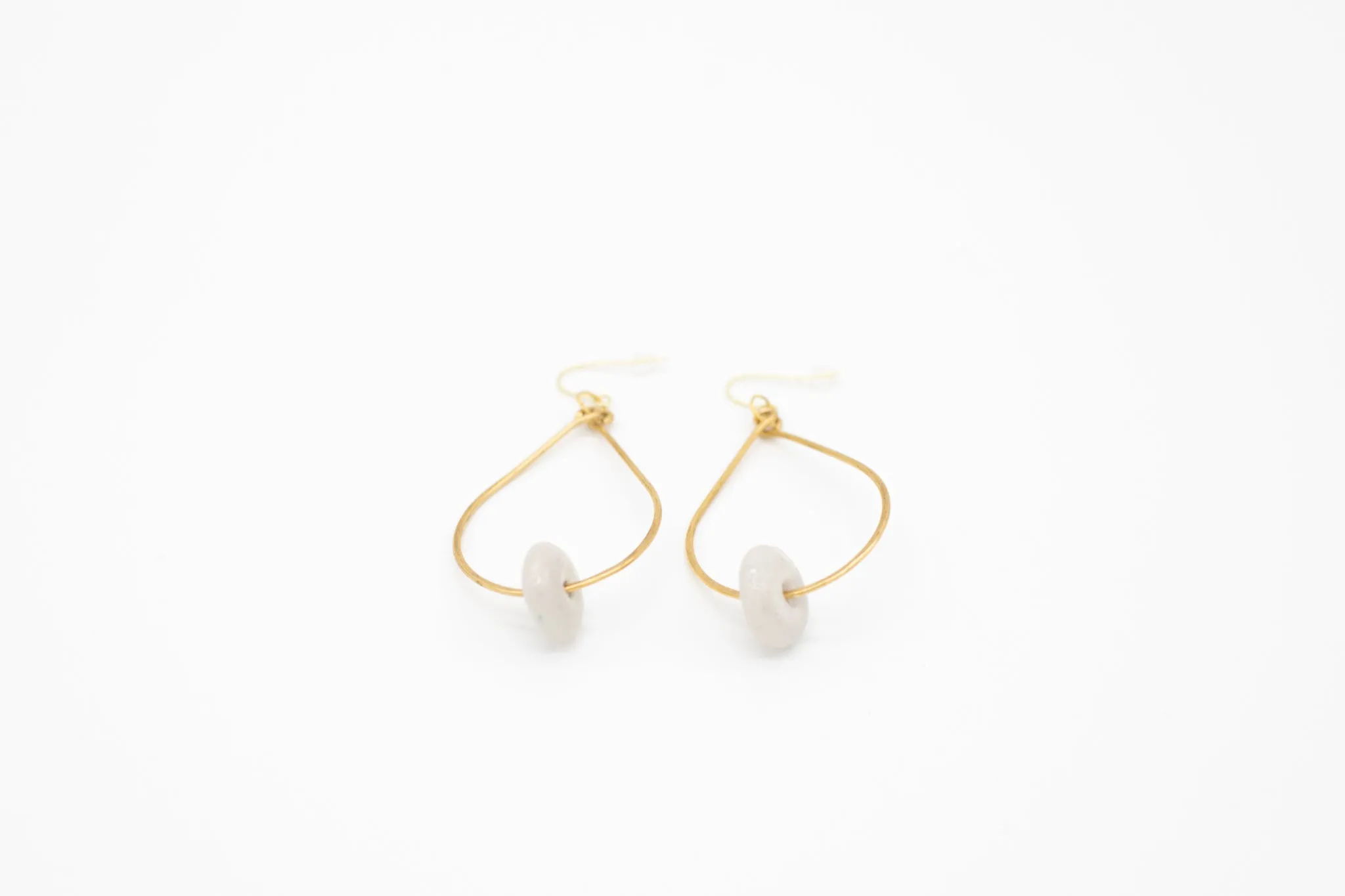 Large Glass Bead Hoops (Brass)