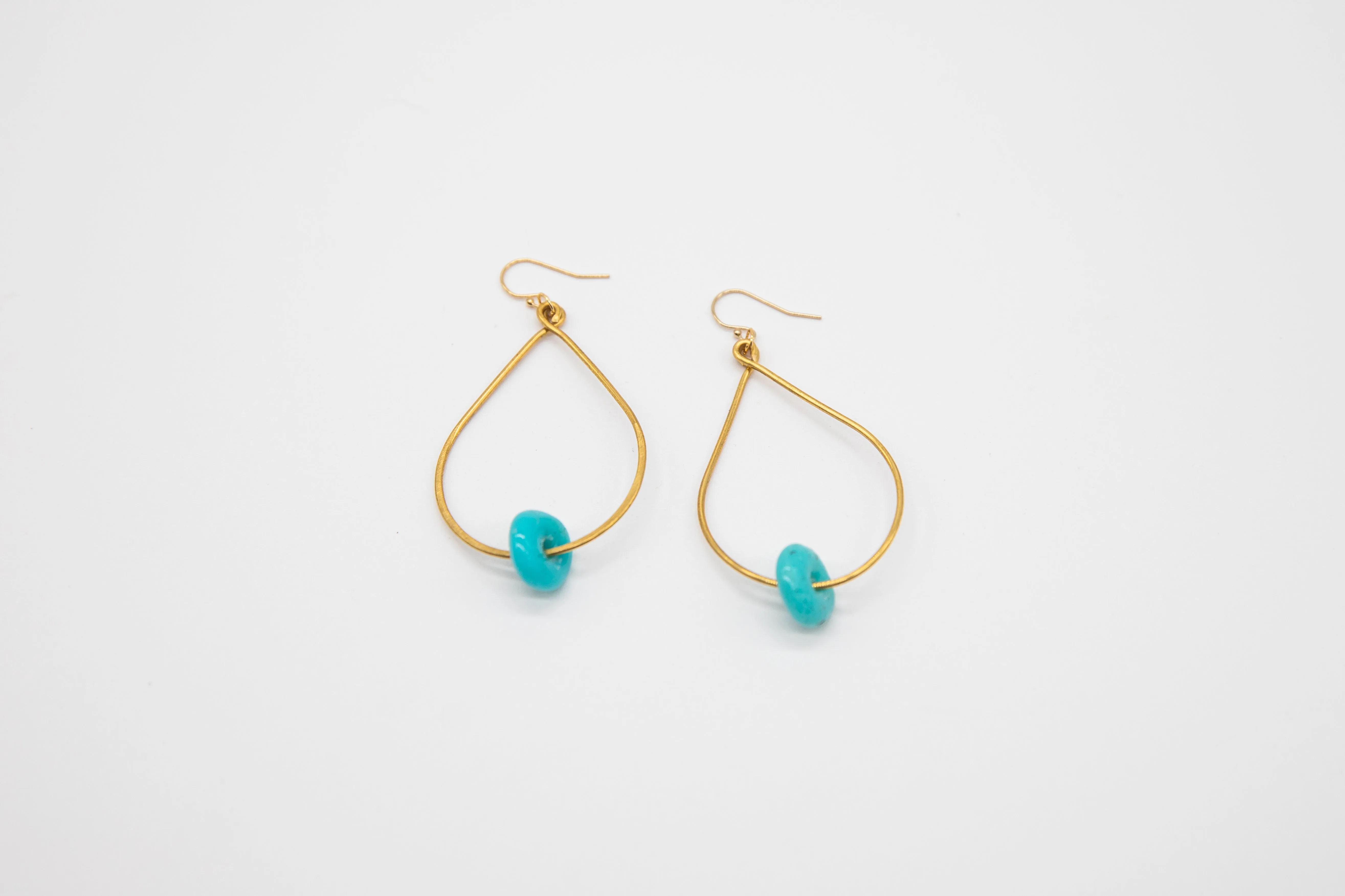 Large Glass Bead Hoops (Brass)