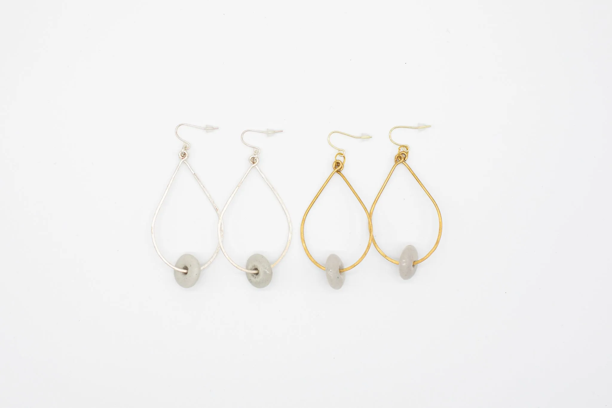 Large Glass Bead Hoops (Brass)
