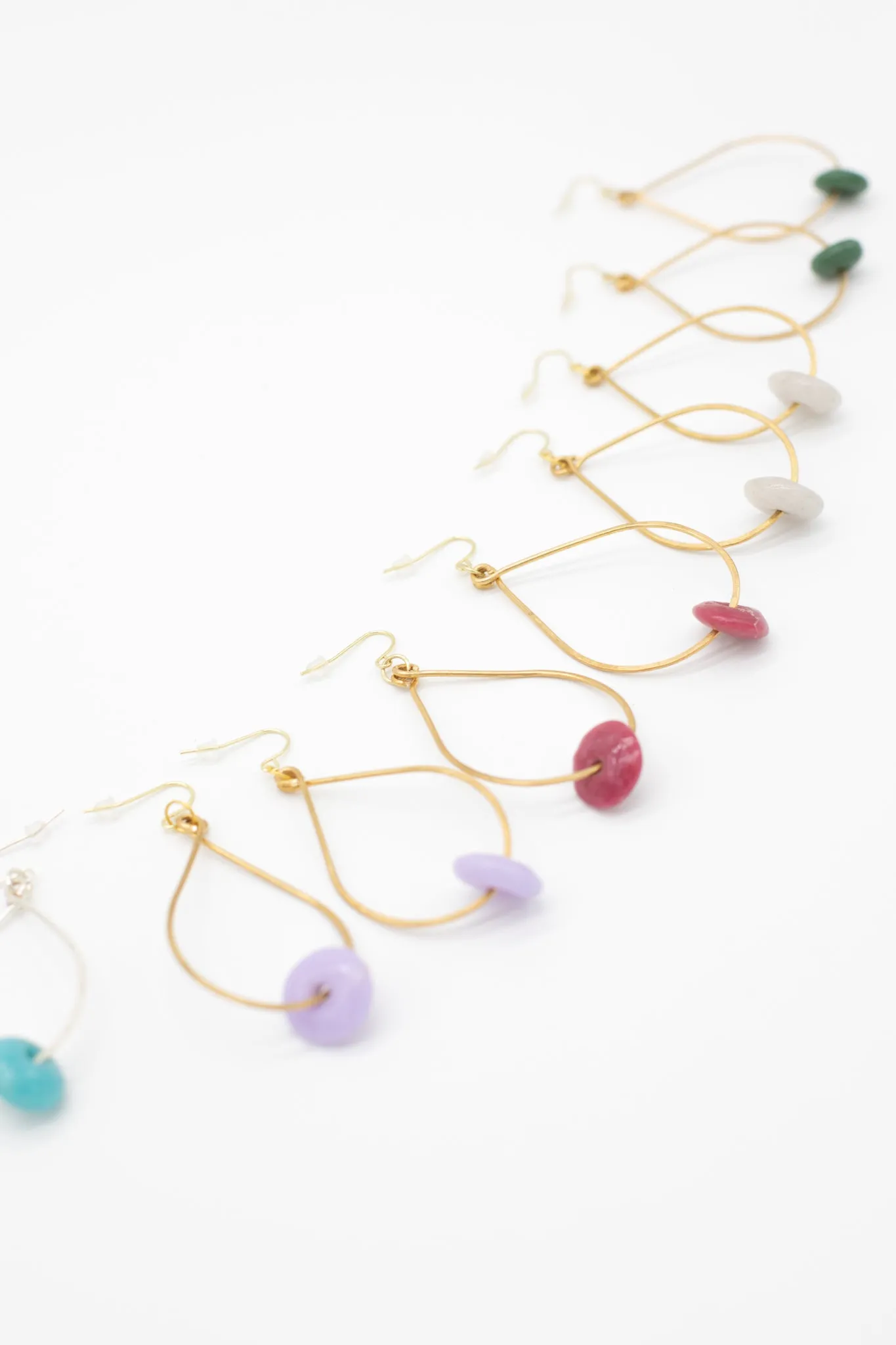 Large Glass Bead Hoops (Brass)