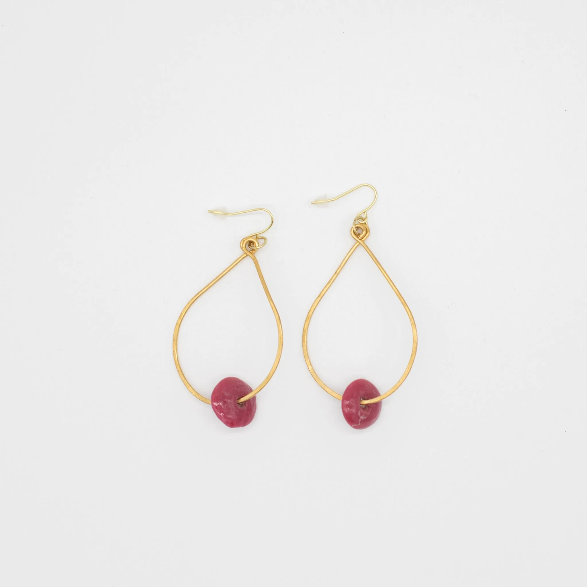 Large Glass Bead Hoops (Brass)