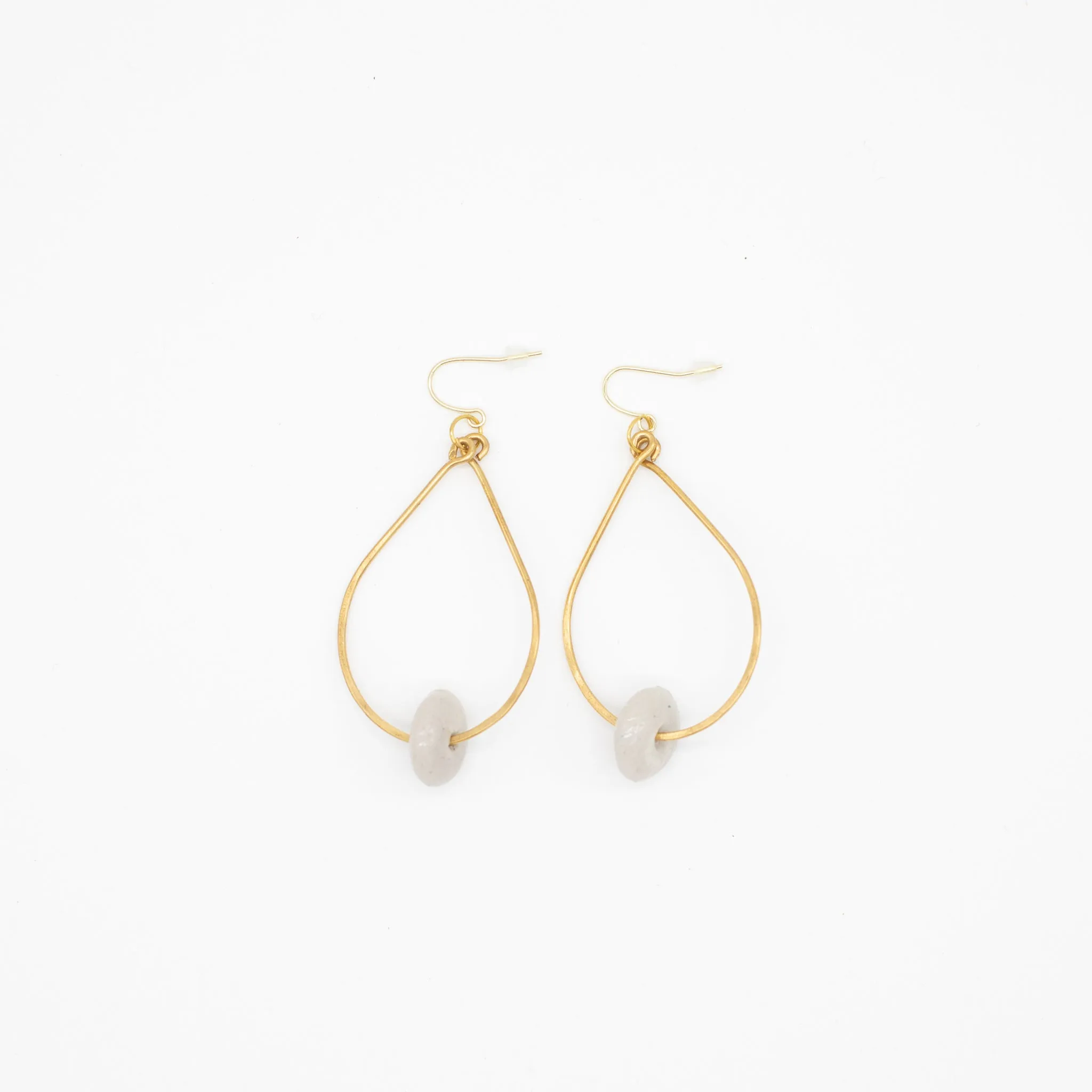 Large Glass Bead Hoops (Brass)