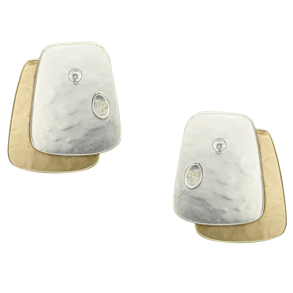 Large Rounded Tapered Rectangles Clip or Post Earring