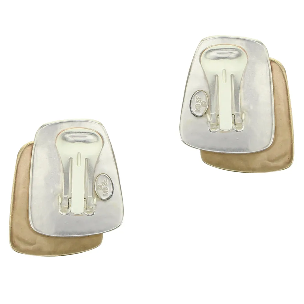 Large Rounded Tapered Rectangles Clip or Post Earring