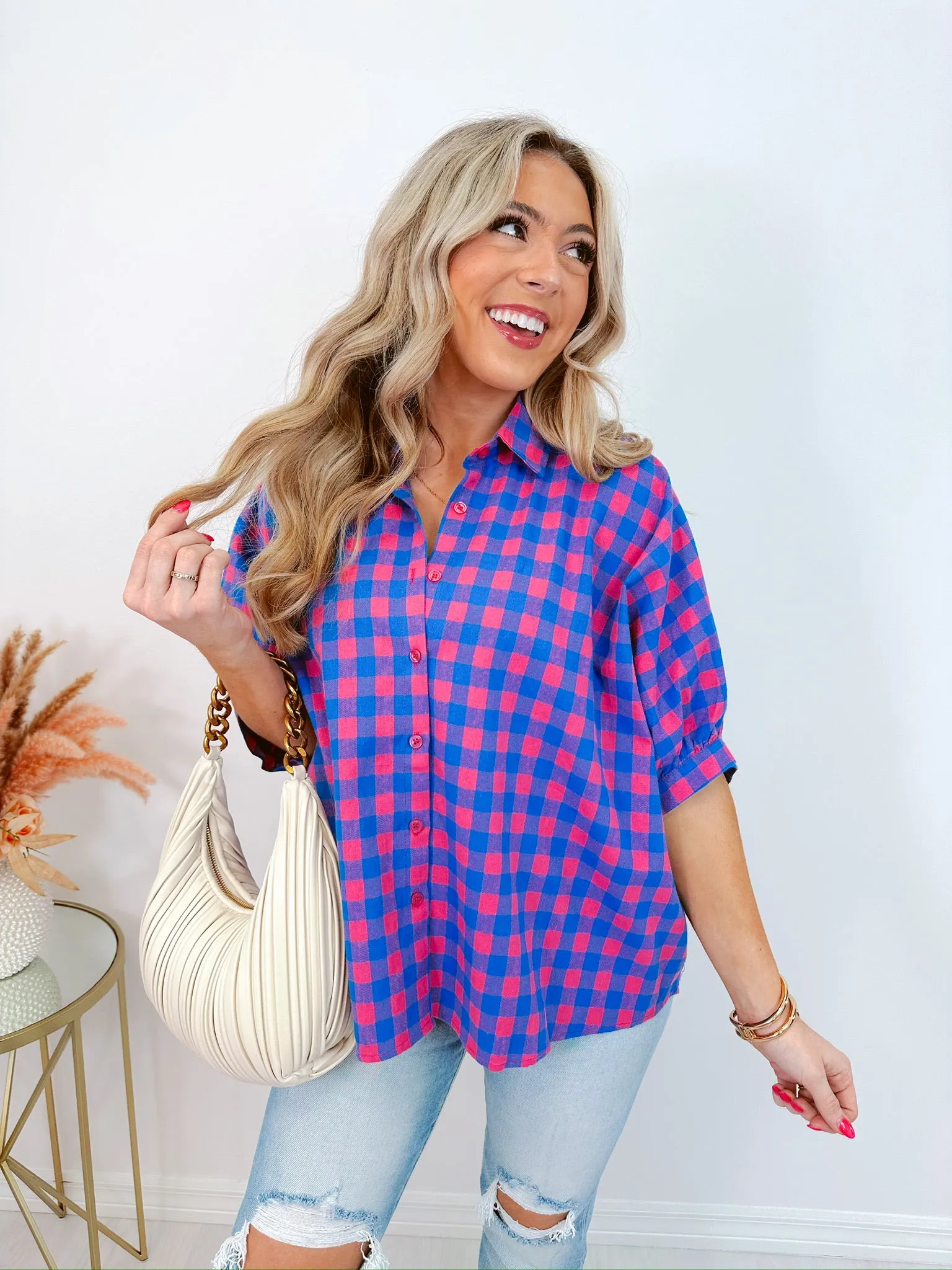 Laura Gingham Oversized Blouse