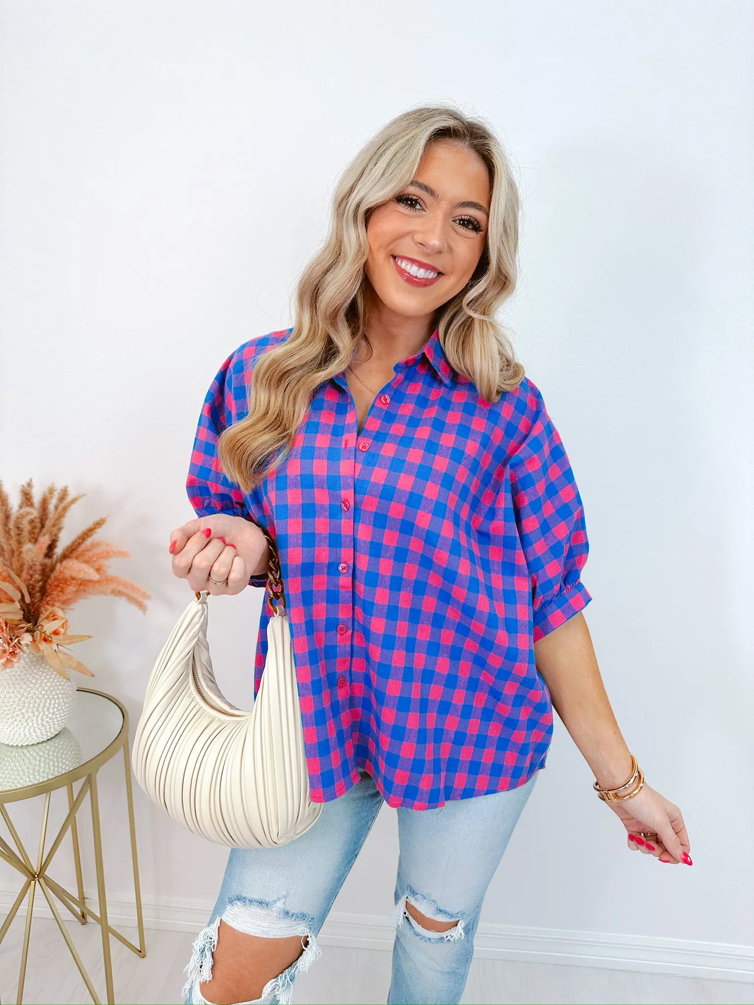 Laura Gingham Oversized Blouse