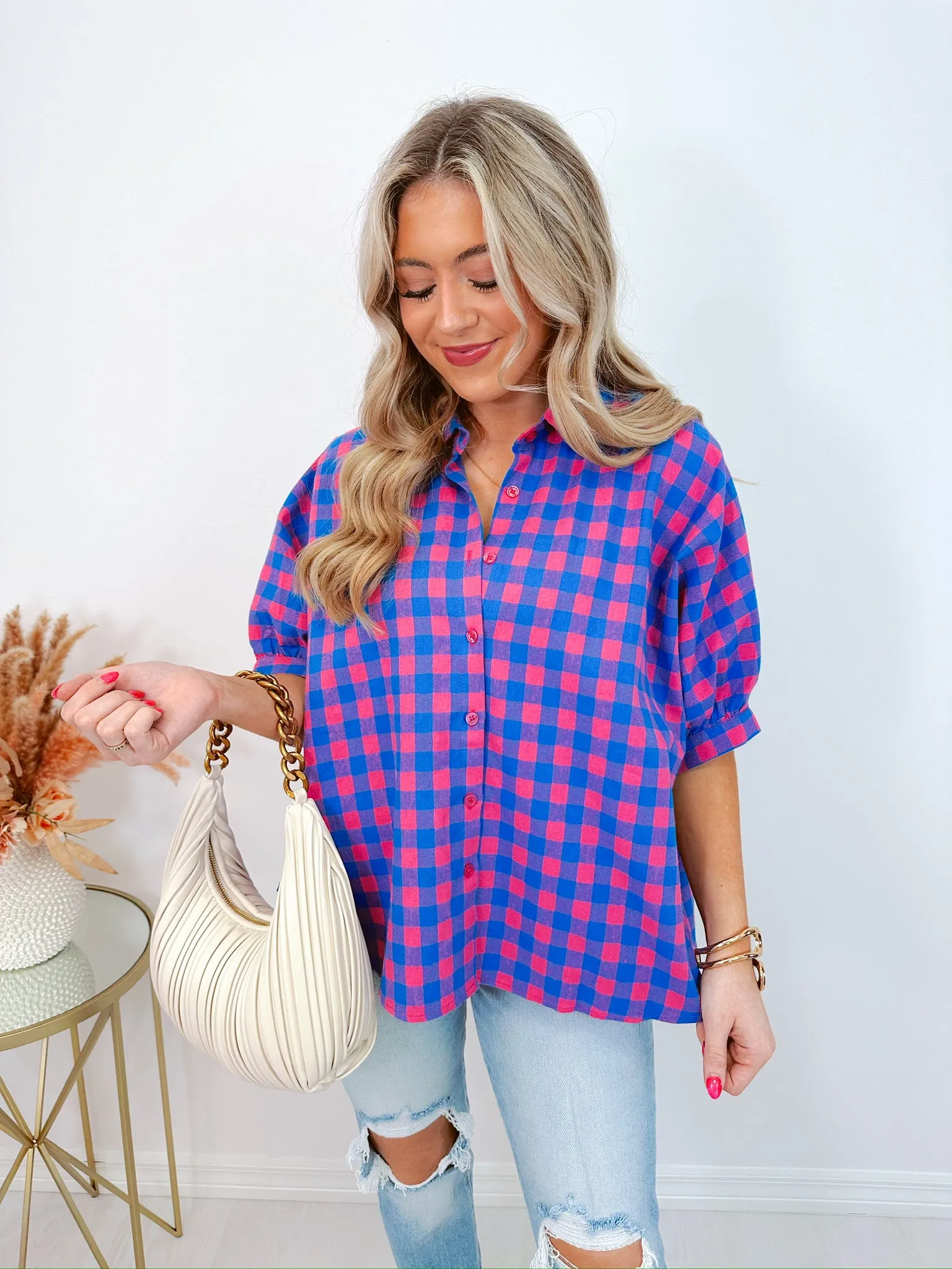Laura Gingham Oversized Blouse