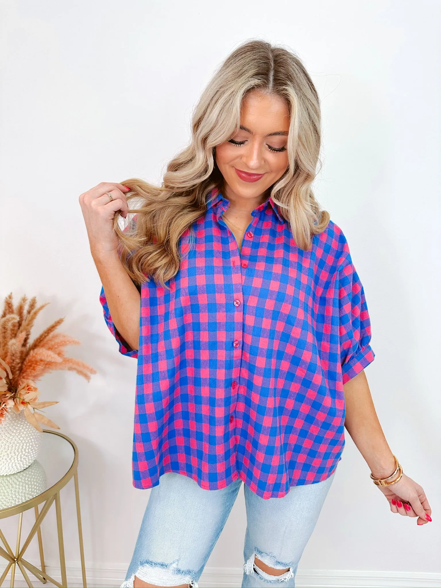 Laura Gingham Oversized Blouse